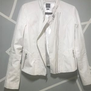 Armani Exchange Women's White Motorcycle Jacket